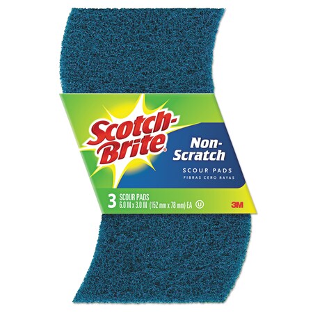 Scotch-Brite Non-Scratch Scour Pads, Size 3 x 6, Blue, PK10 62310